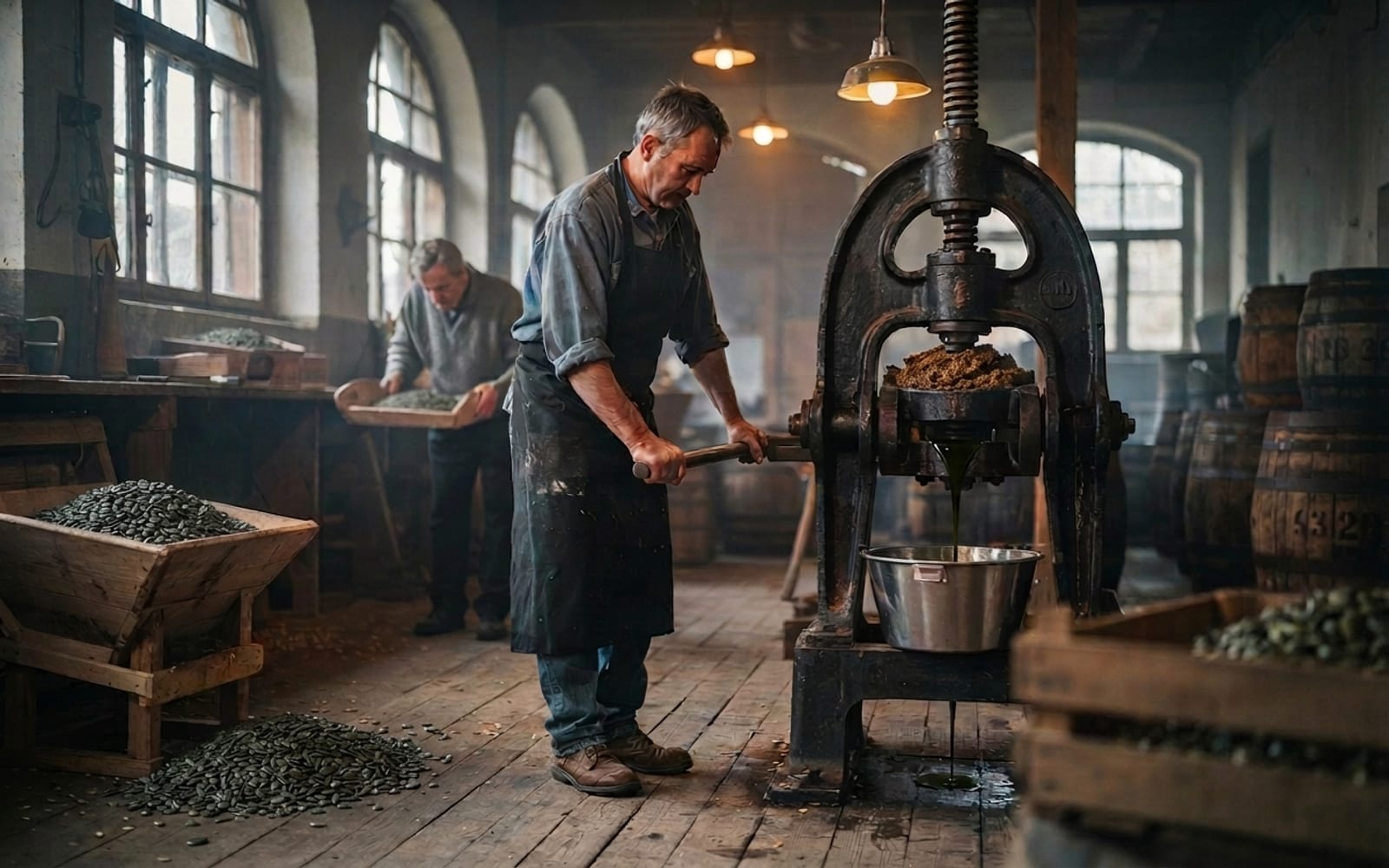 Connexe : Le moulin à huile : du tourteau à la bouteille