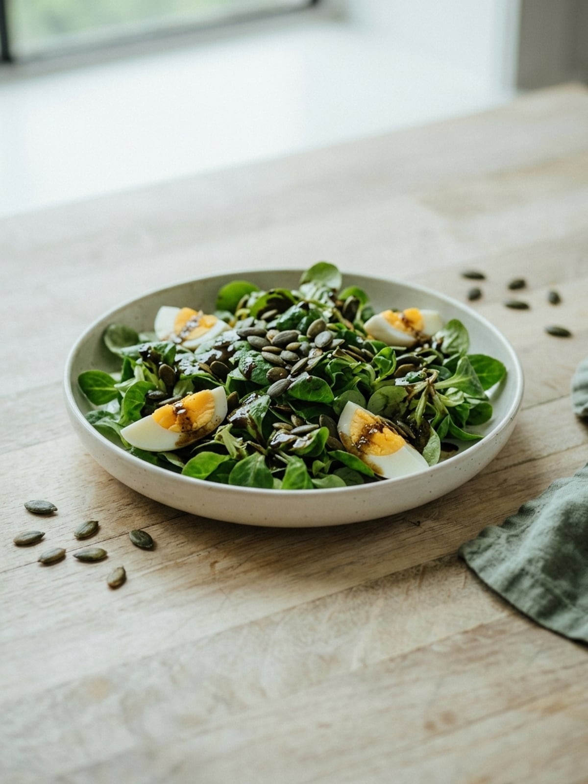 Mâche à la vinaigrette d'huile de courge