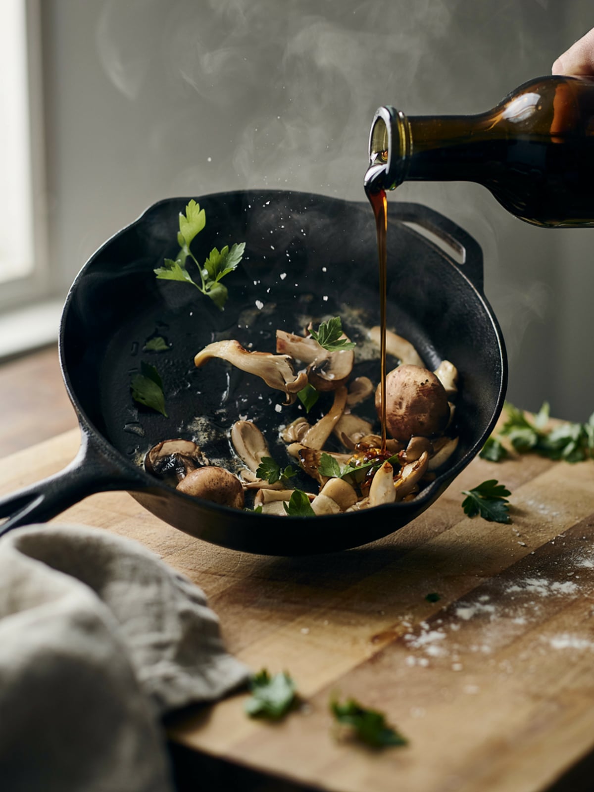 Poêlée de champignons à l'huile de courge