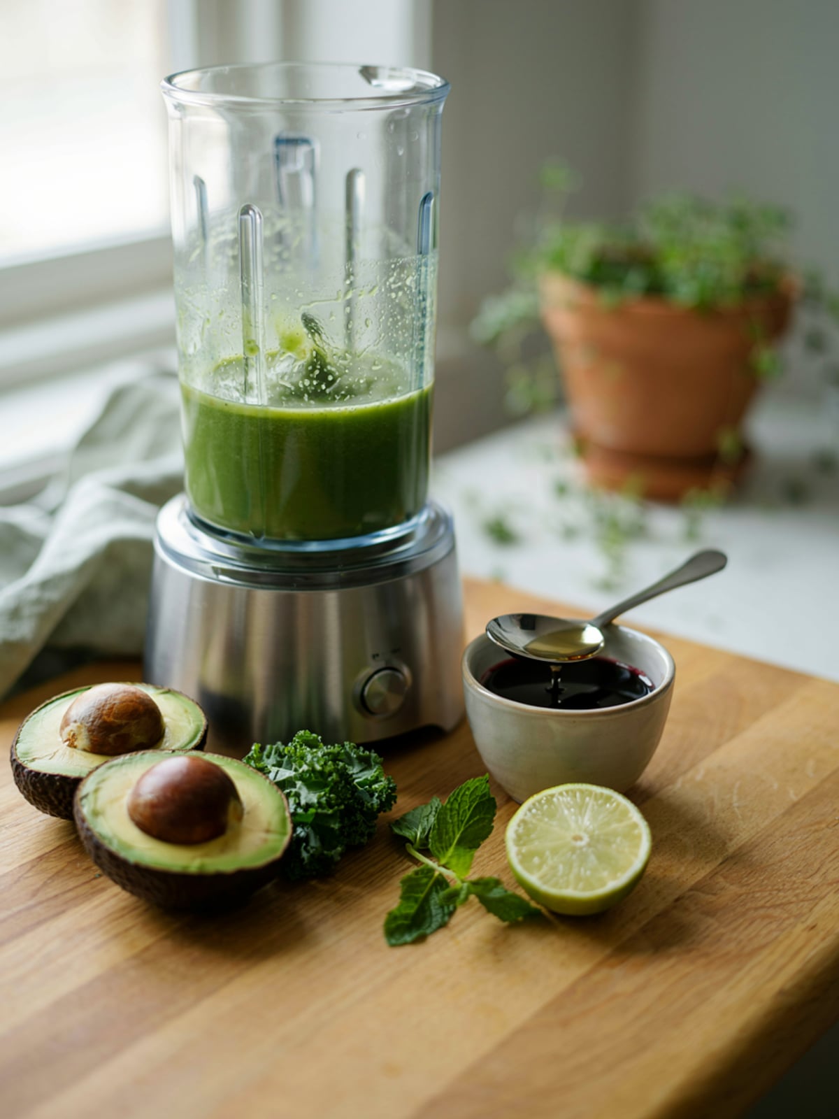Smoothie vert salé à l'huile de courge